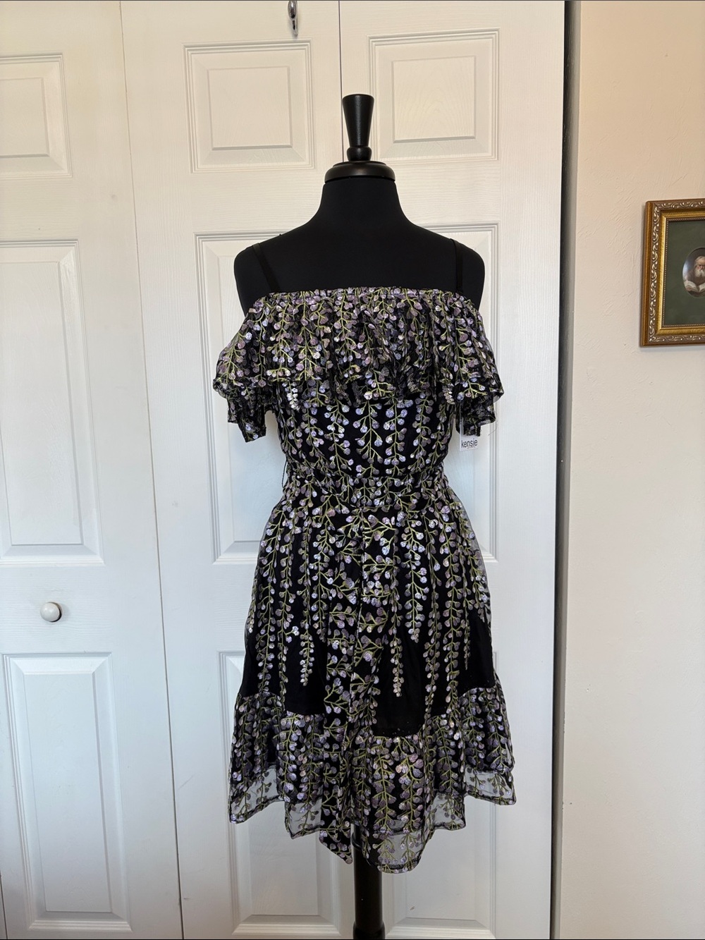 NWT Kensie Embroidered Floral Off-The-Shoulder Mini Dress | Size 4.